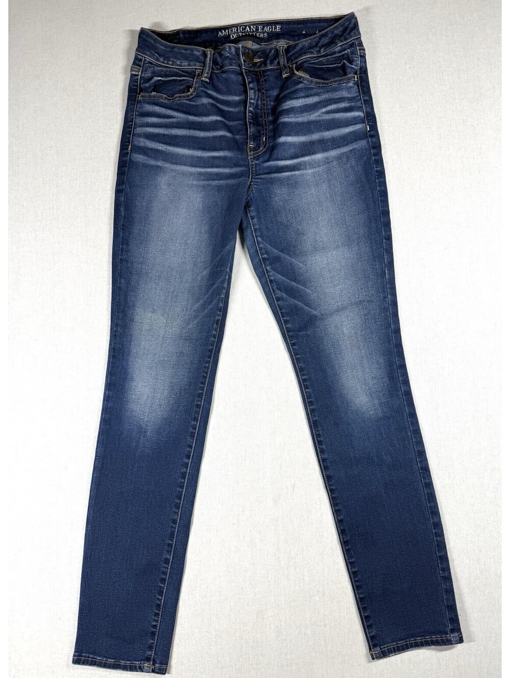 American Eagle High Rise‎ Jegging Jeans Women Sz 12 Blue Skinny Stretch Y2K Boho